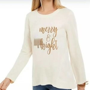 Style & Co Metallic Merry & Bright Beige Sweater - NWT